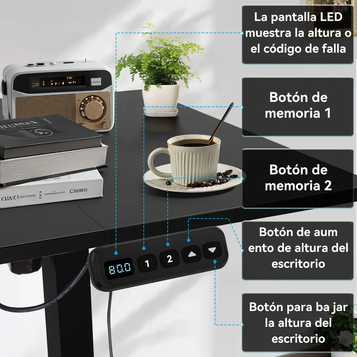 Escritorio Gamer FURRIFIC Eléctrico con Altura Ajustable y Memoria, 140x60 cm - Image 4