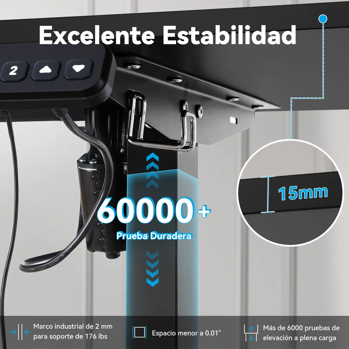 Escritorio Gamer FURRIFIC Eléctrico con Altura Ajustable y Memoria, 140x60 cm - Image 8