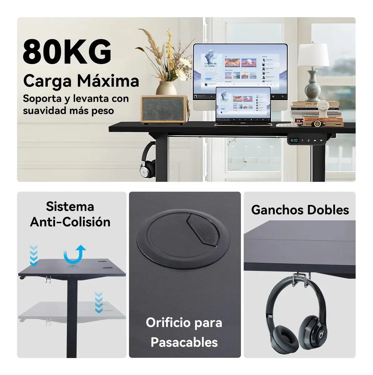Escritorio Gamer FURRIFIC Eléctrico con Altura Ajustable y Memoria, 140x60 cm - Image 9